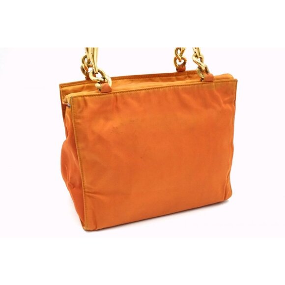 Prada Orange Boxy Sachel with Gold Metal Handles Re-edition 2000 - Picture 9 of 10